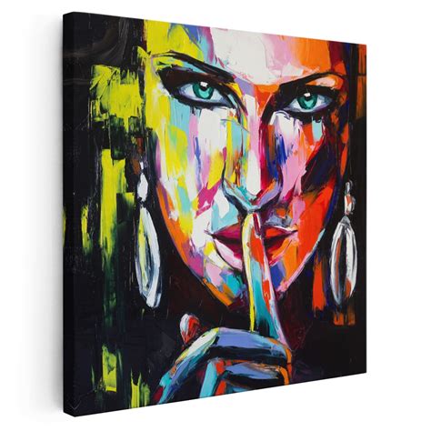 Tablou Portret Pictura In Ulei Femeie Misterioasa Multicolor 1393 Tablouri Canvas Personalizate