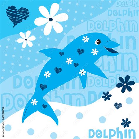 cute blue dolphin vector illustration Stock Vector | Adobe Stock