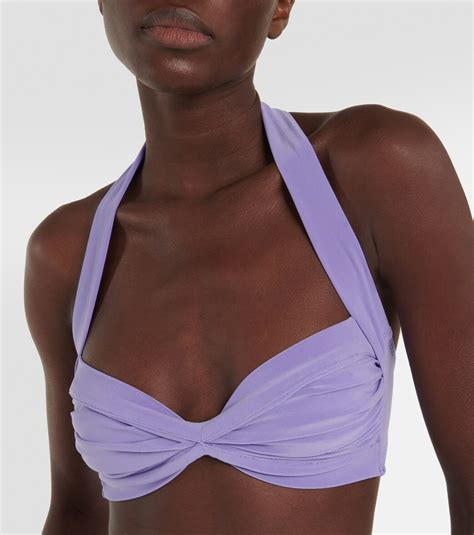 Norma Kamali Bill Ruched Halterneck Bikini Top Norma Kamali