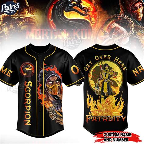 Scorpion Get Over Here Fatality Mortal Kombat Baseball Jersey Padres