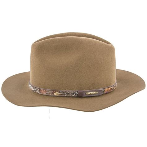 Mens Stetson Jackson Crushable Wool Fedora Hat Brown