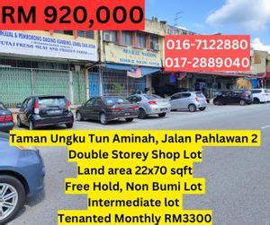 Taman Ungku Tun Aminah Jalan Pahlawan Double Storey Shop Lot For Sale