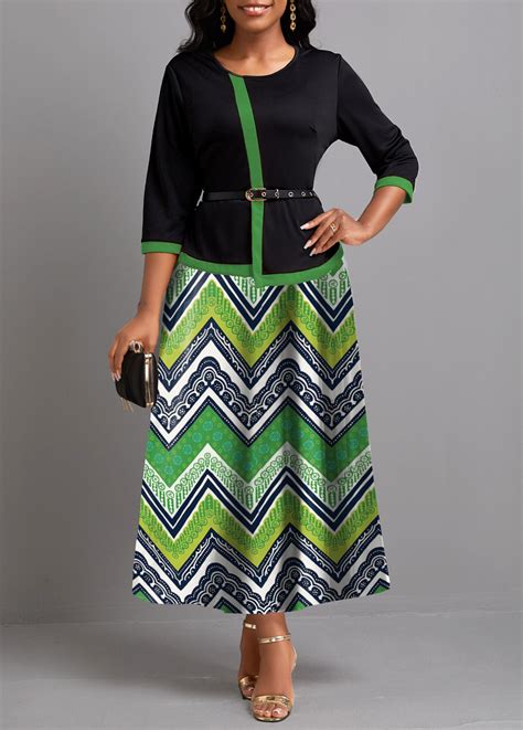 Green Fake 2in1 Tribal Print Maxi Dress Usd 35 98