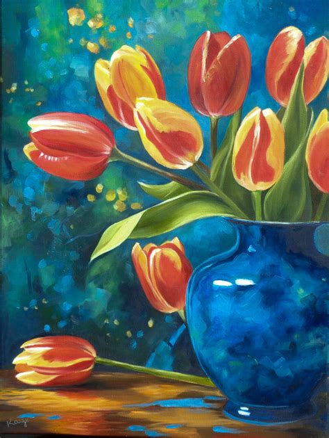 Red Tulips - original oil painting