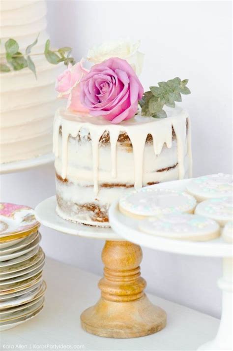 Gorgeous Naked Cake At A Floral Chic Baby Blessing Luncheon By Kara