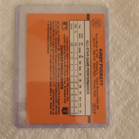 RARE ERROR CARD 1990 Donruss Kirby Puckett HOF DOB All Star 3