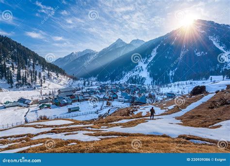 The Winter Scene In The Village Of Aru In The Lidder Valley Of Kashmir