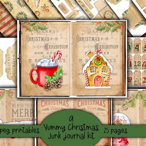 Christmas Junk Journal Kit Printable Mason Jar T Tags Etsy