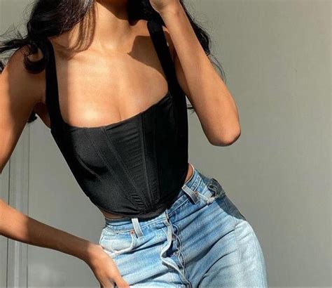 Aesthetic Strappy Black Corset Top Y K Crop Top Vintage Etsy In