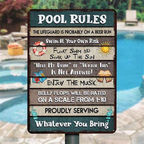 Pool Rules Metal Sign Poolside Sign Poolside Decor Pool - Etsy