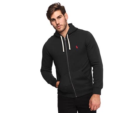 Polo Ralph Lauren Mens Classic Fleece Full Zip Hoodie Black Catch