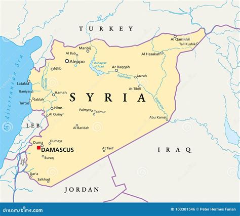 Syria Map, Rivers, Roads And Cities. Stock Photo | CartoonDealer.com ...