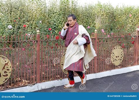 Bhutanese Man In Traditional Clothing Thimphu Bhutan Editorial Stock