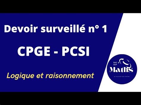 Correction D Exercice Devoir Surveill N Pcsi Youtube