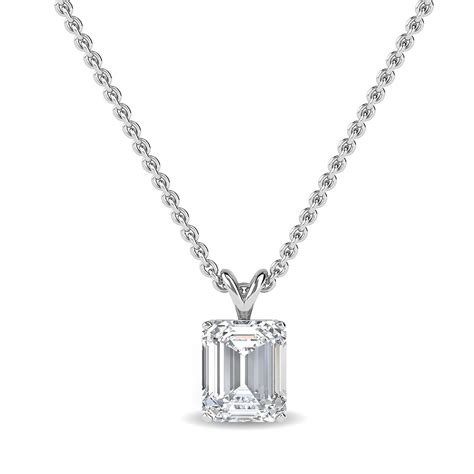 1 Carat Emerald Cut Diamond Necklace F Vs 1 Igi Certified Lab Etsy