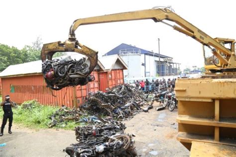 Police Crush Over Motorcycles In Lagos Chronicle Ng