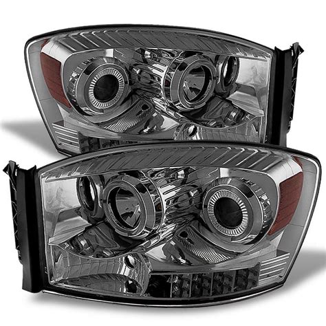 AKKON For Ram Pickup Truck Smoked Smoke Dual Halo Ring DRL Daylight