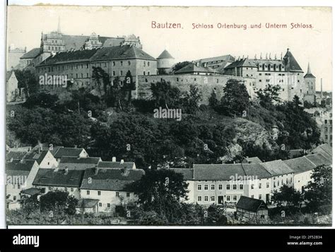 Castle Ortenburg and under the castle Bautzen. Castle Ortenburg and under the castle Stock Photo ...