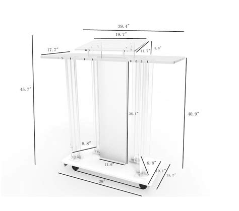 Acrylic Wood Mdf Podium W Casters Church Lectern School Pulpit Hostess