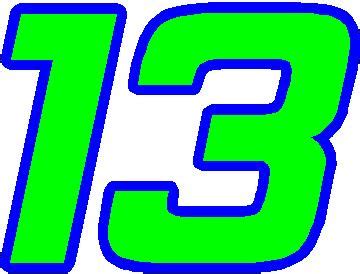 NASCAR Decals :: 13 Race Number 2 Color Hemi Head Font Decal / Sticker