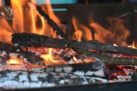 Lenha Queimada Em Lareira E Fogo Fechado Foto De Stock Imagem De