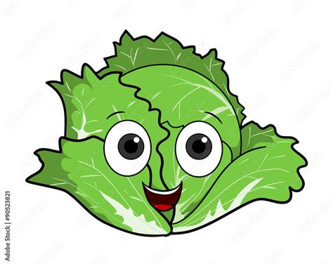 Cartoon Cabbage, a hand drawn vector illustration of a cartoon cabbage ...