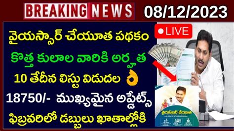 చేయూత పథకం 18750 Updates విడుదల Ysr Cheyutha Timelinescheyutha Final List 2024 Youtube