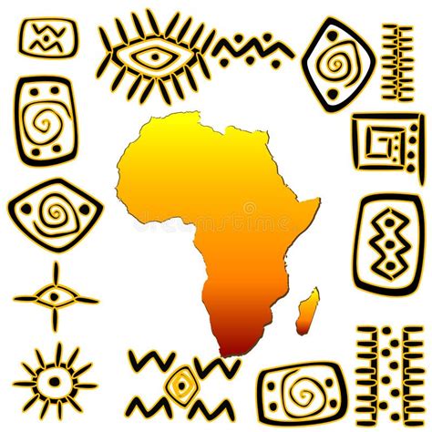 African Symbols Set Red Color Isolated Stock Illustration Illustration Of Design Traditional