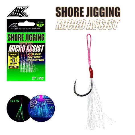 JK MAP Black Slow Jigging Fishing Hooks Glow PE Line Tied 5 12