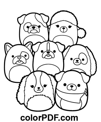 Squishmallows hundset Målarbok och böcker i PDF