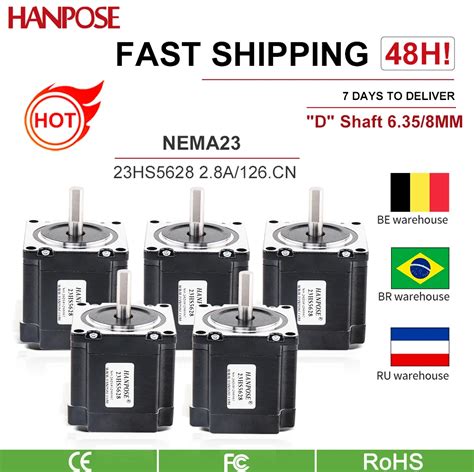 5pcs Nema 23 Stepper Motor 23hs5628 4 Lead 2 8a 126n Cm 8mm 6 35mm 57png