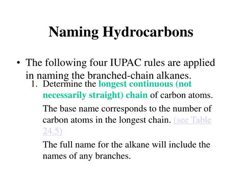 Hydrocarbon Names And Formulas