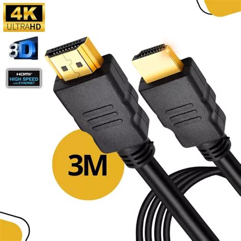 Cabo Hdmi Gold 3m Metros Mts 4k 3d Full Hd Blindado Tv Pc Escorrega O