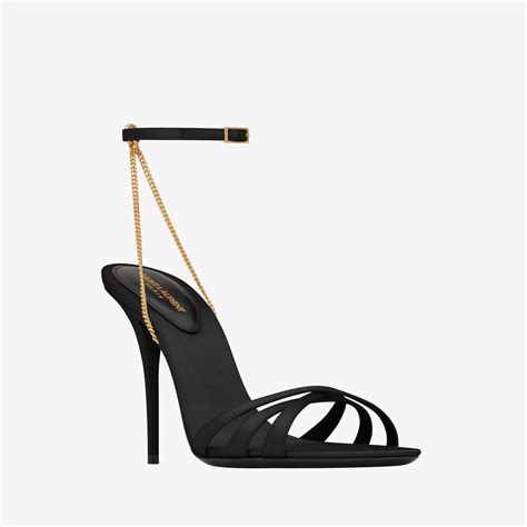 Ysl Melody Sandals In Crepe Satin 731561 1uukk 1000