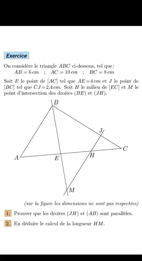 Exercice On Consid Re Le Triangle Abc Ci Dessous Tel Que Ab Cm Ac