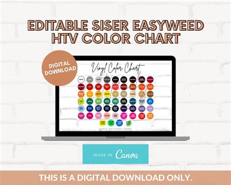 Editable Siser Easyweed Htv Color Chart Vinyl Color Chart Editable