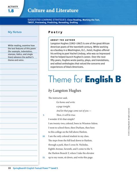 Theme For English B Annotated Pdf