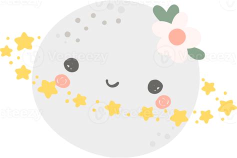 Cute Full Moon Kawaii Nusery Sky 29604494 Png