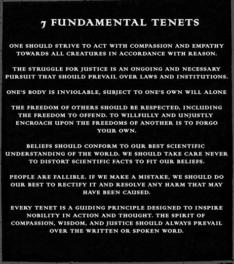 The 7 Fundamental Tenets Of The Satanic Temple The Satanic Bible Satanic Rules Laveyan Satanism