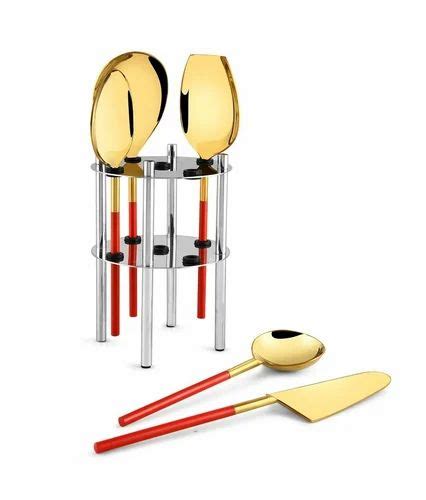 Stainless Steel Elegante Zara Gold Plated Serving Tools Set At Rs