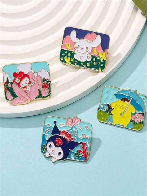 Sanrio 4 paquets Badges périphériques mignons d anime Sanrio Kuromi