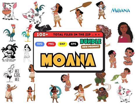 Moana Svg Png Eps Dxf Clipart Bundle Baby Moana Cake Topper Png Logo