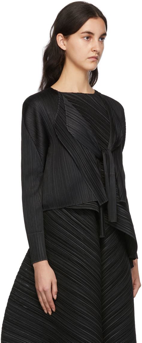 Pleats Please Issey Miyake Black Monthly Colors December Cardigan