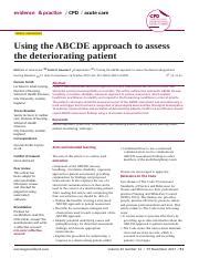 Using The ABCDE Approach To Assess The Deteriorating Patient Docx