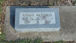 Pansy West Althaus 1886 1961 Mémorial Find a Grave