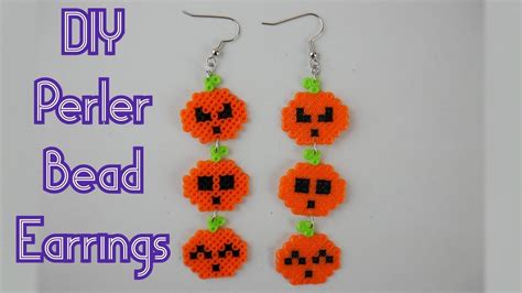 Diy Mini Perler Bead Pumpkin Dangle Earrings Tutorial Halloween