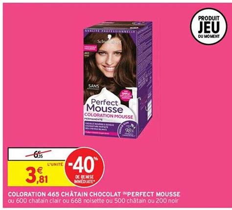 Promo Coloration 465 Châtain Chocolat Perfect Mousse chez Intermarché