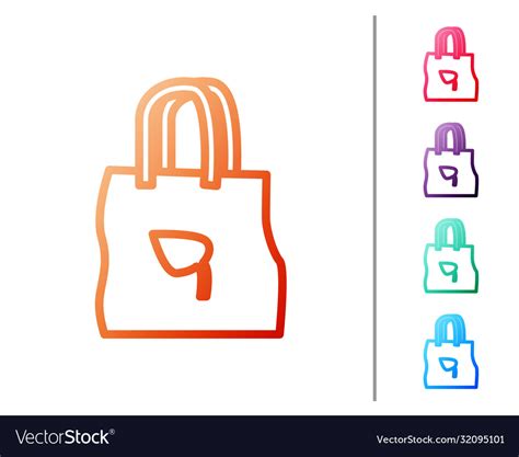 Red Line Paper Shopping Bag With Recycle Icon Vector Image