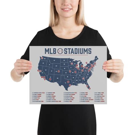 Mlb Stadium Map Baseball Stadium Map Ballpark Map Mlb Etsy Baseball