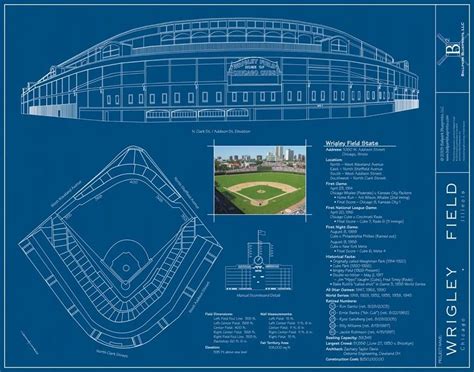 Wrigley Field Blueprint Mural Ballpark Blueprints Murals Your Way